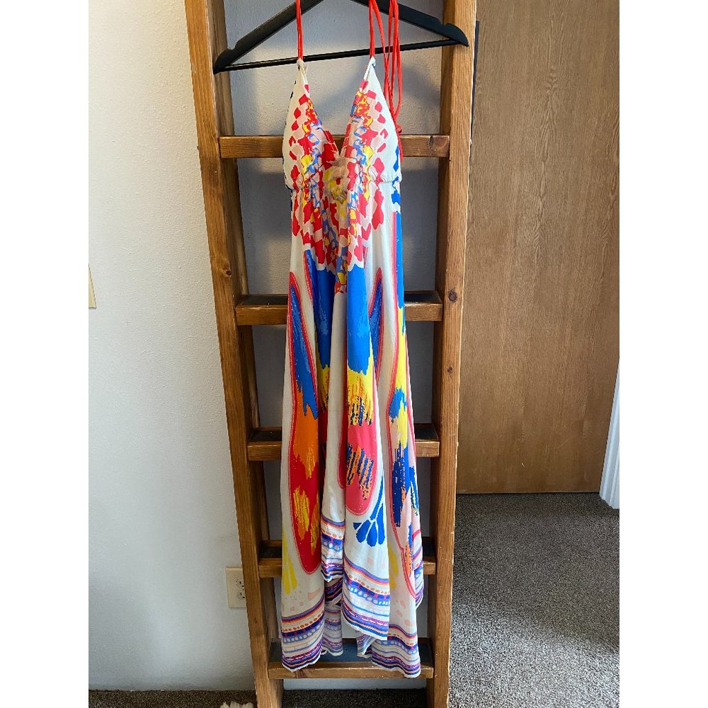 Flying Tomato Halter multi-color sundress, lined